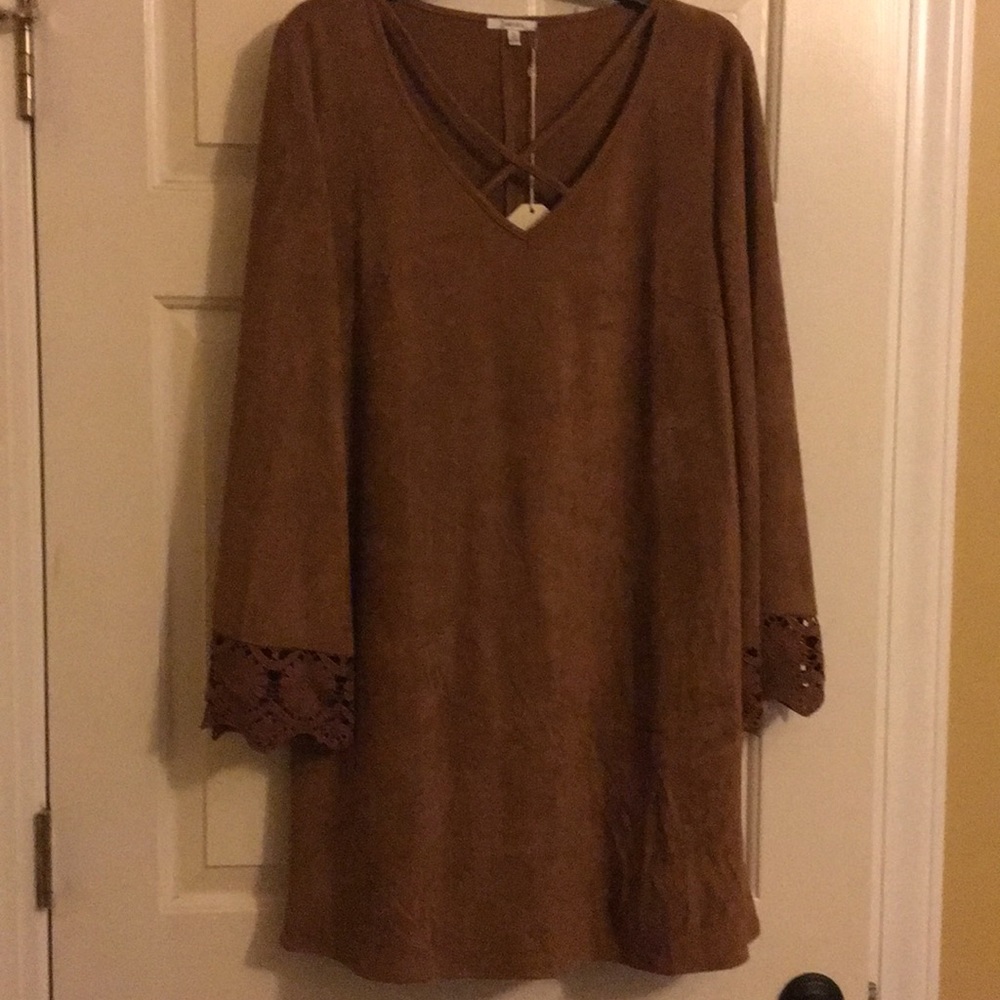 Camel color faux suede dress, Jodifl M NWT
